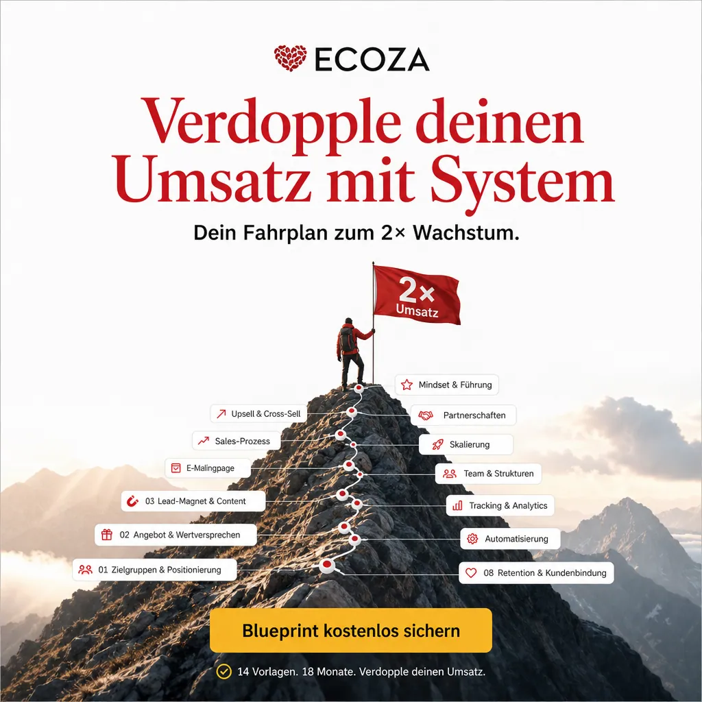 KI-Lead-Gen-Creative für Ecoza mit dem Hook „Verdopple deinen Umsatz mit System“